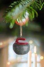 Load image into Gallery viewer, Gry/Red Curling Rock Ornament-1.5"D-245