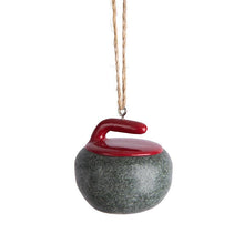 Load image into Gallery viewer, Gry/Red Curling Rock Ornament-1.5&quot;D-245
