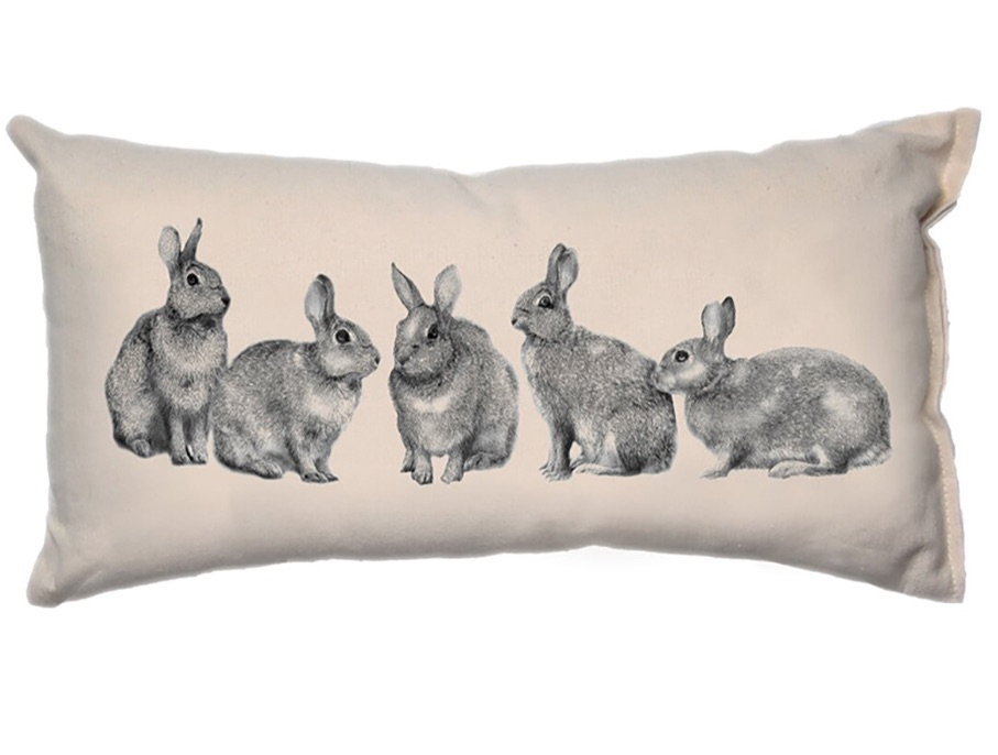 Five Bunnies Small Pillow