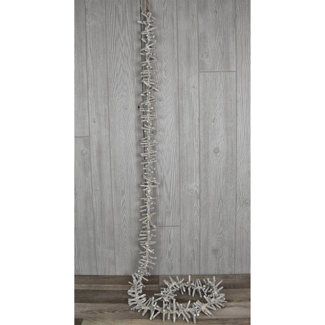 84” White Washed Hand Knotted Twig Garland