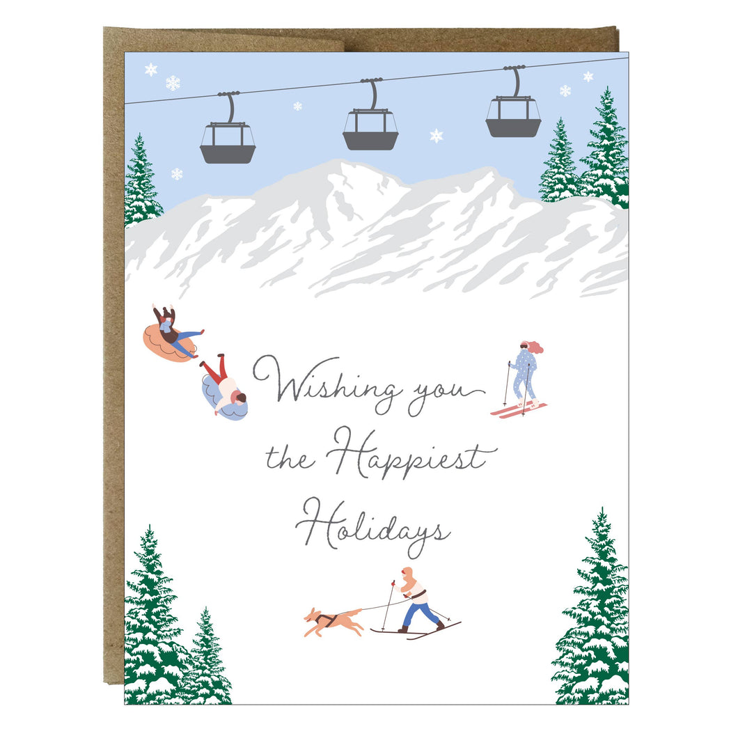Holiday Fun in the Snow Greeting Card: 4.25