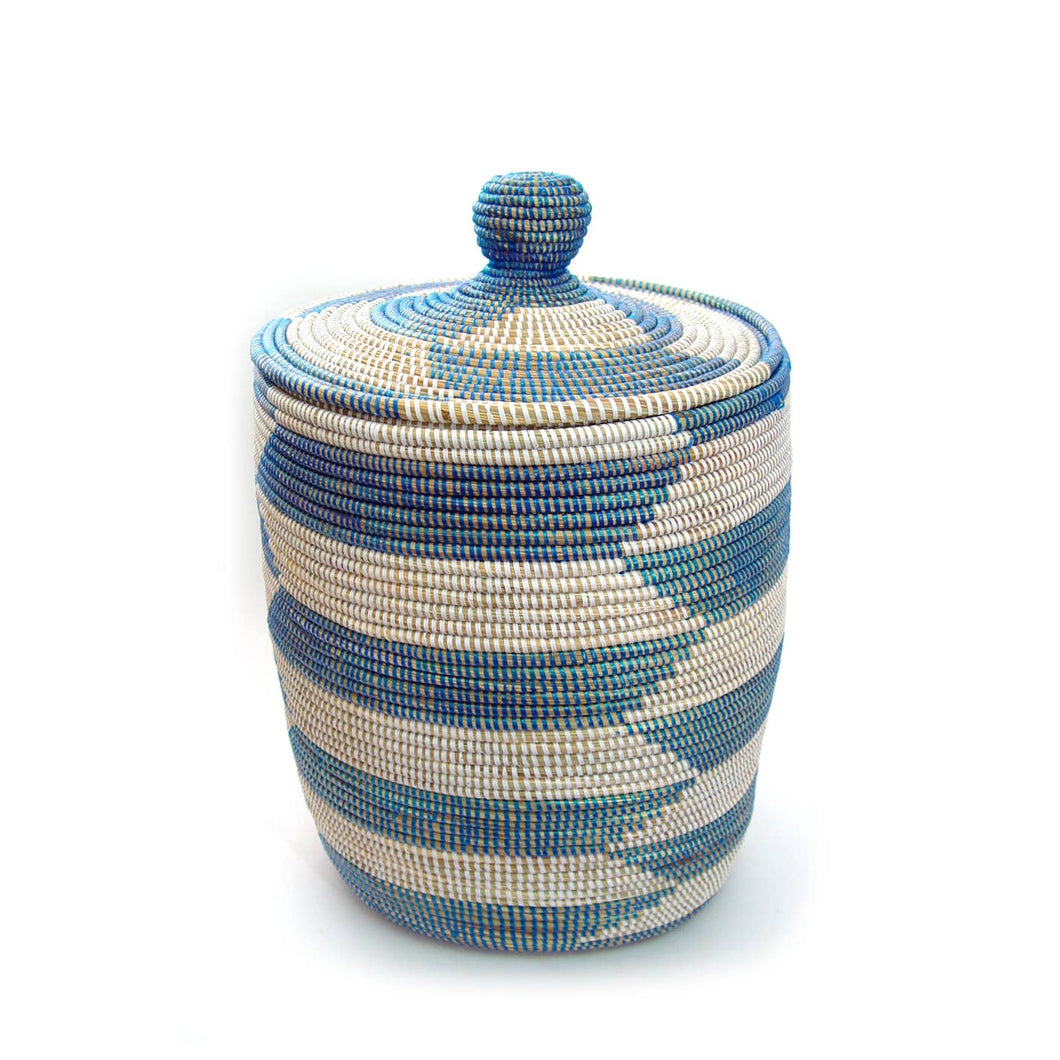 Senegalese Hamper - Alternating Blue Stripe