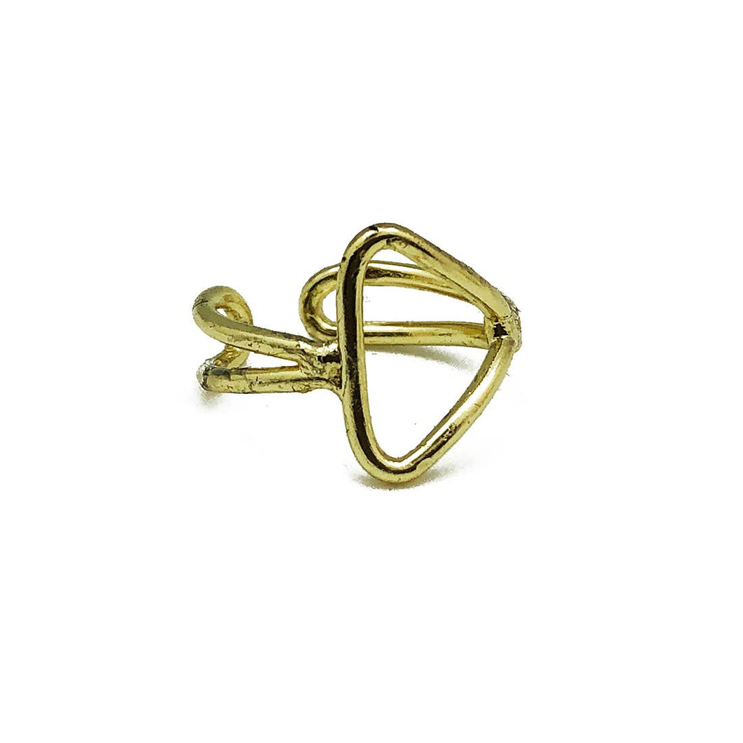 Gold Plated Adjustable Ring - Open Triangle