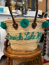 Load image into Gallery viewer, Oneida Lake Straw Pompom Market Bag/Teal
